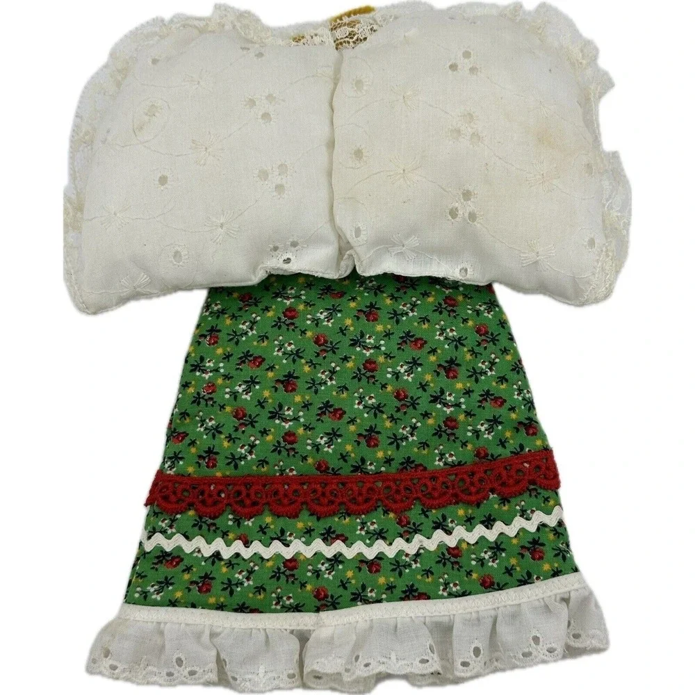 VTG Angel Cloth Christmas Tree Topper Hand Made Sewn Eyelet Lace Granny Core 10
